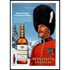 1972 Windsor Canadian Whisky Whiskey Vintage Print Ad Rockies Guardsman Wall Art